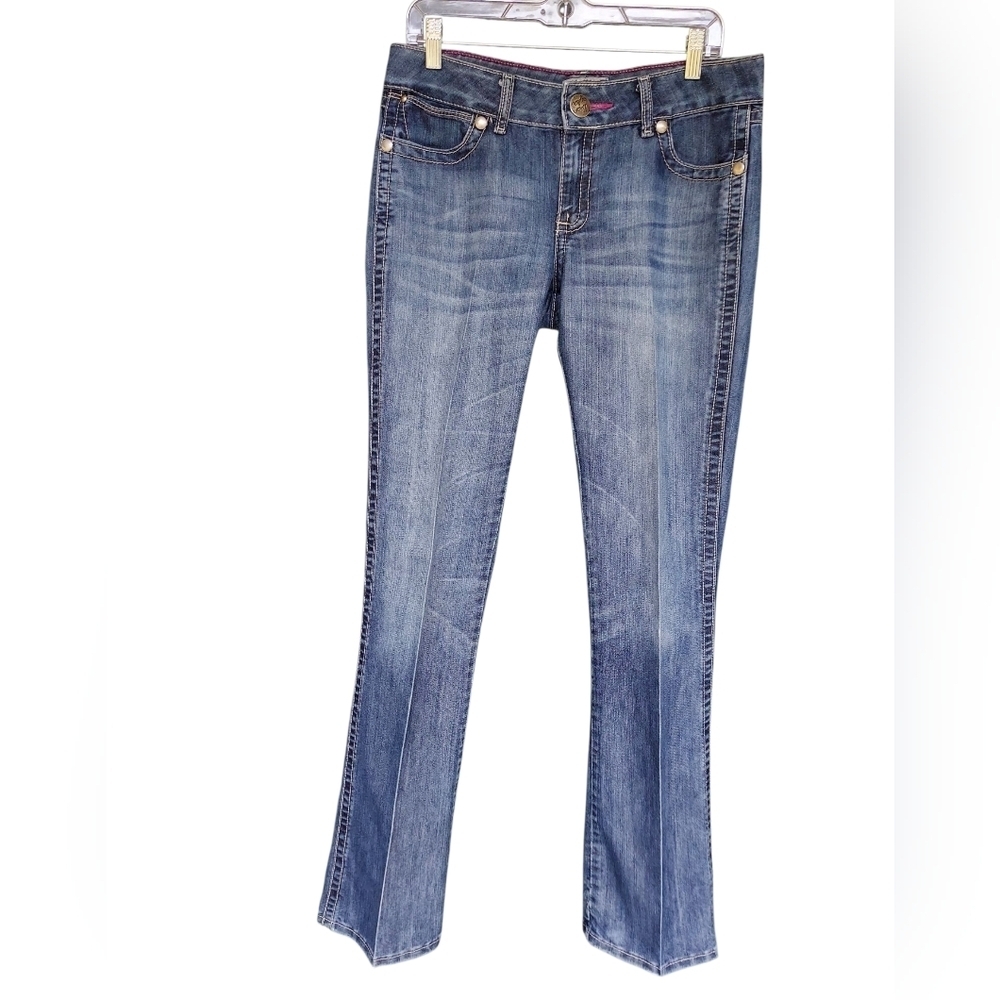 Womens Wrangler 9MWZBF Boot Cut Jeans Mid-Rise Thick Stitch 7/8×36